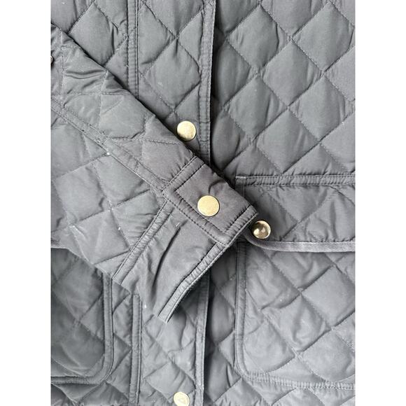 J Crew Women’s Black Quilted 70% Down Coat /Jacket Full Zip /Snaps /Pockets Sz S - Picture 4 of 10